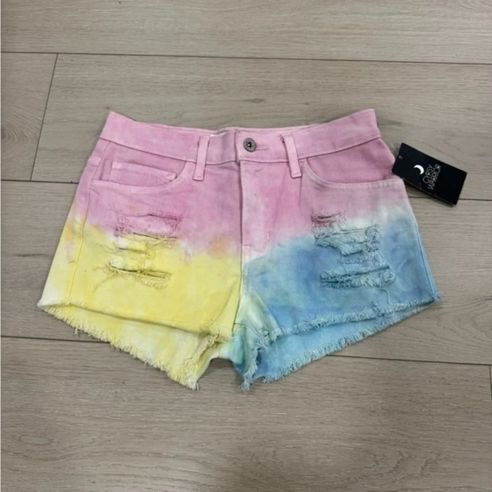 Gypsy Warrior Tie-Dye Distressed Denim Shorts